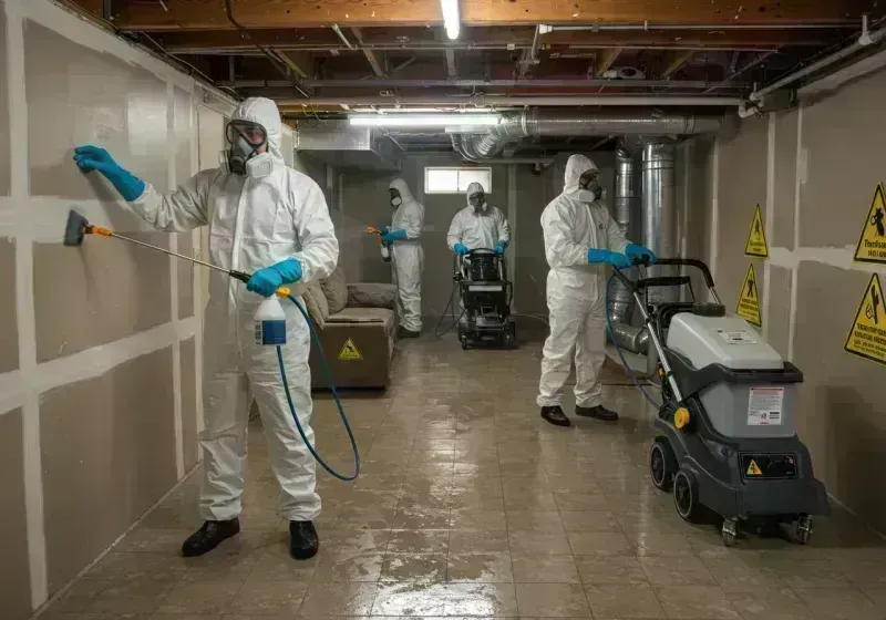 Basement Moisture Removal and Structural Drying process in East Alton, IL